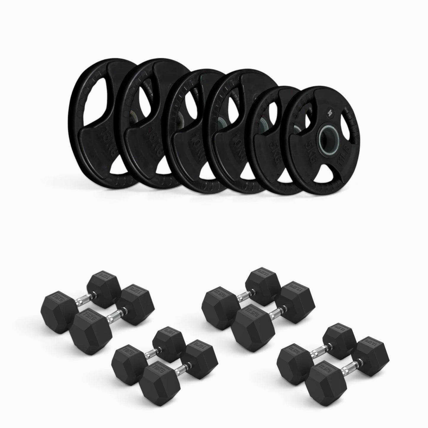 Tri Grip Plate & Dumbbell Package