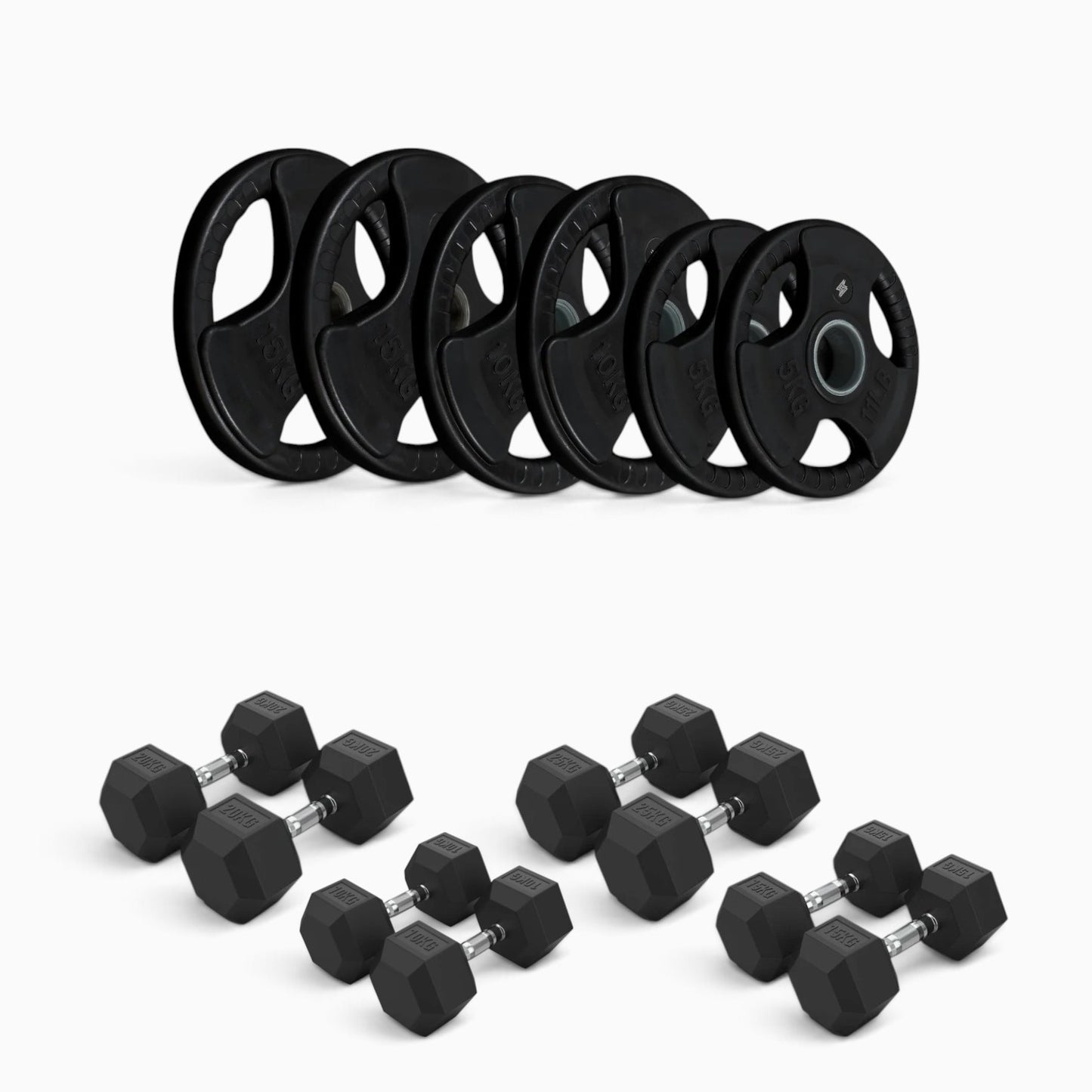Tri Grip Plate & Dumbbell Package