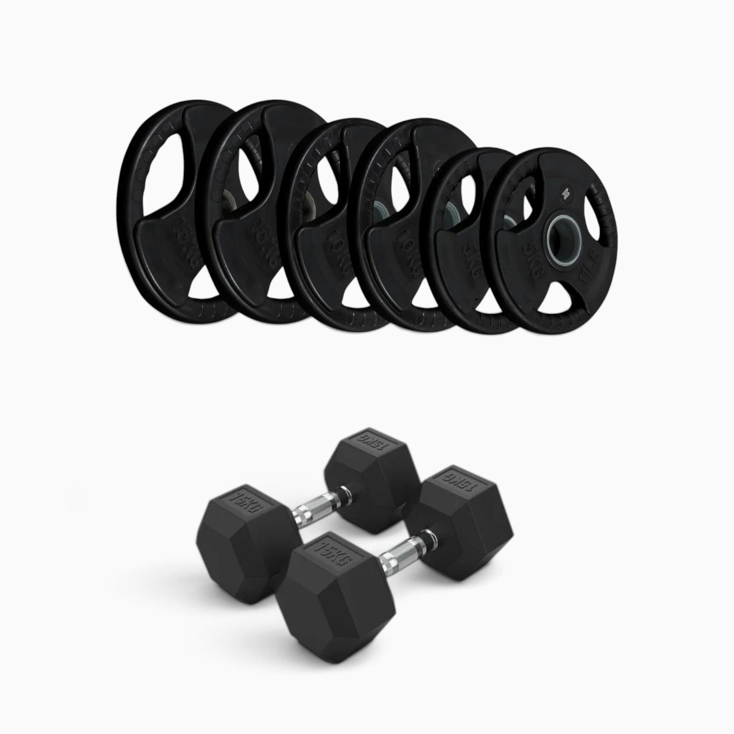Tri Grip Plate & Dumbbell Package
