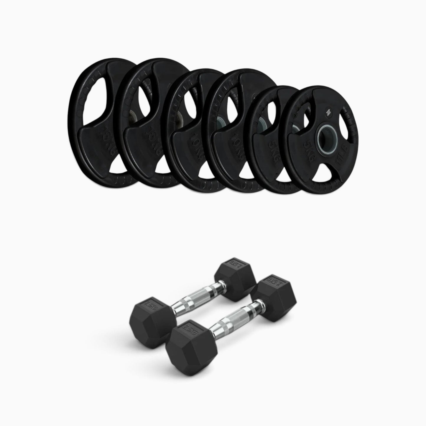 Tri Grip Plate & Dumbbell Package