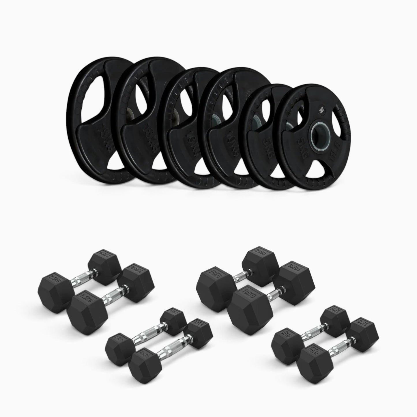 Tri Grip Plate & Dumbbell Package