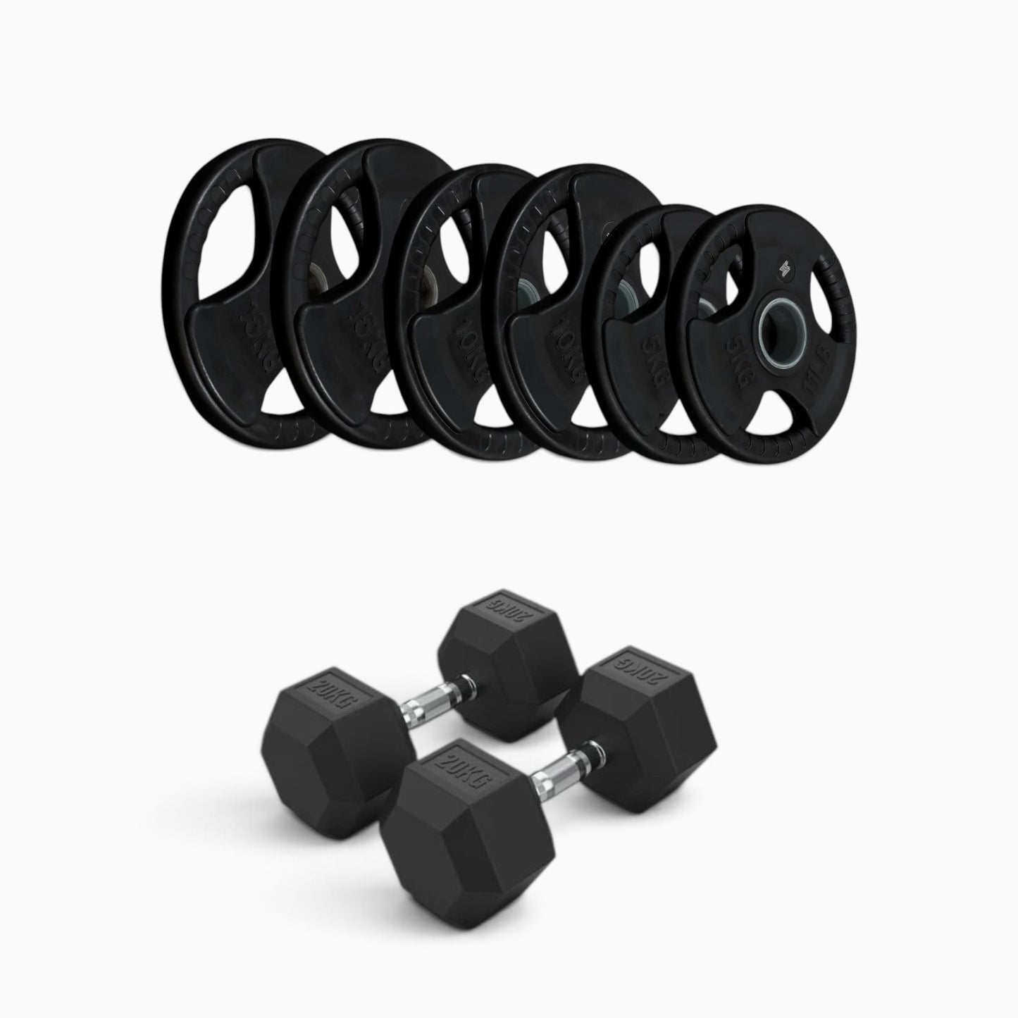 Tri Grip Plate & Dumbbell Package