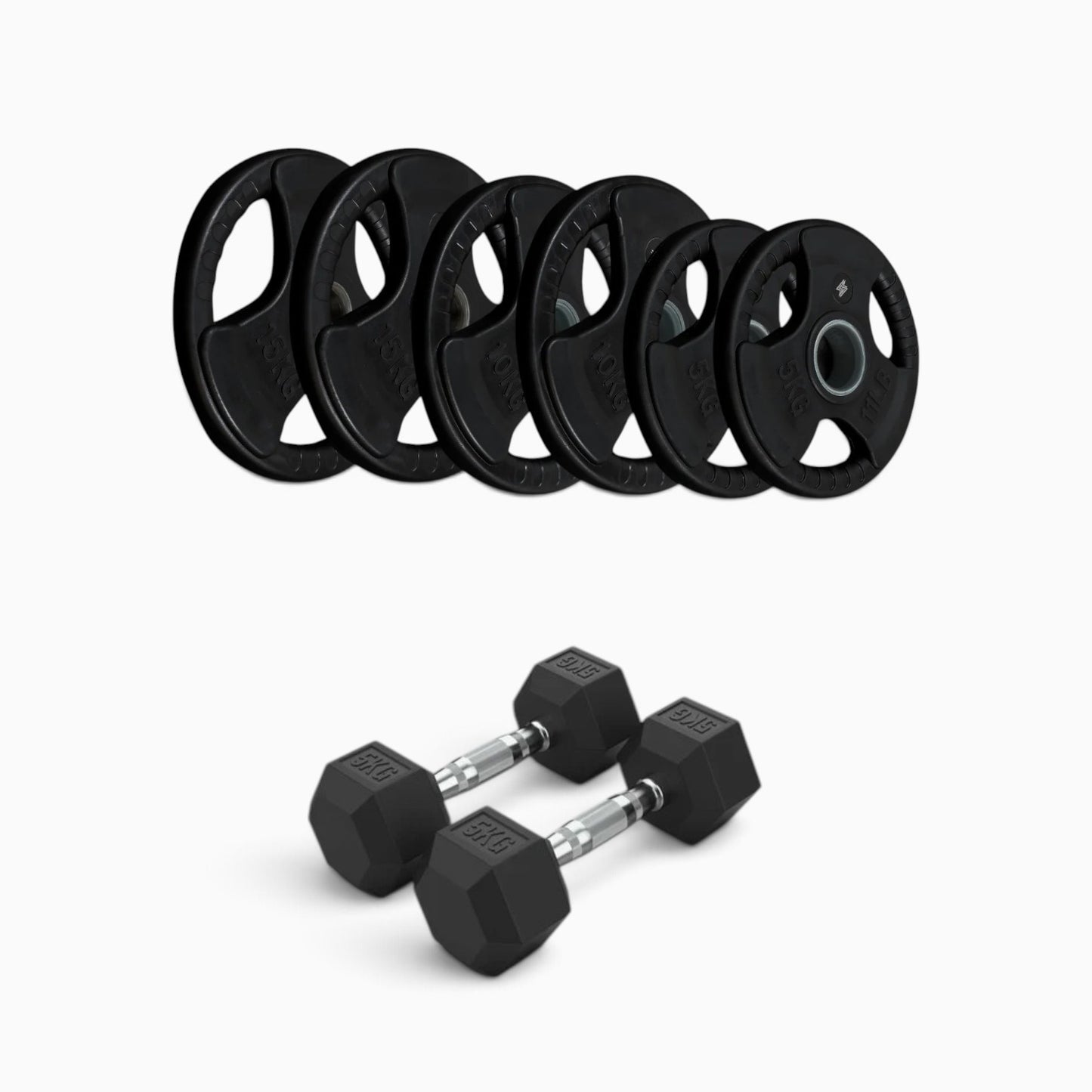 Tri Grip Plate & Dumbbell Package