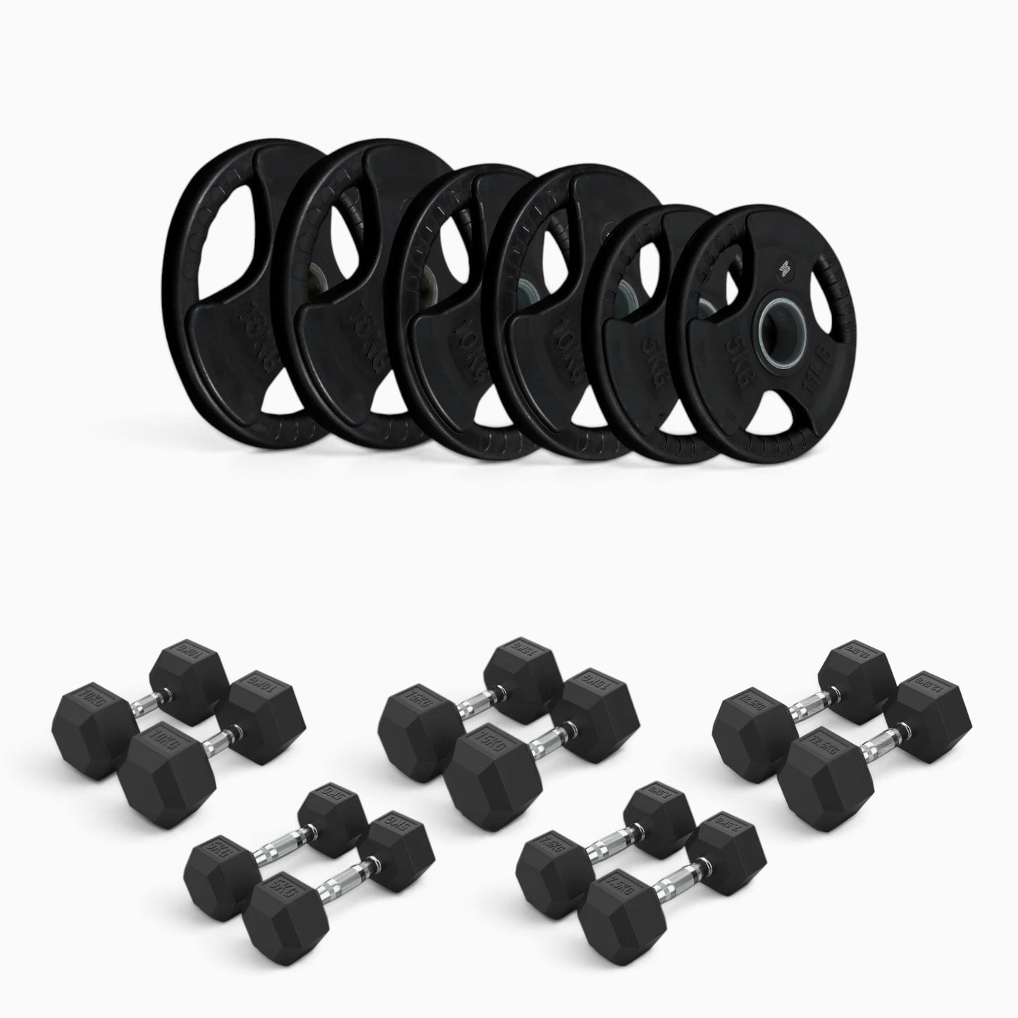 Tri Grip Plate & Dumbbell Package