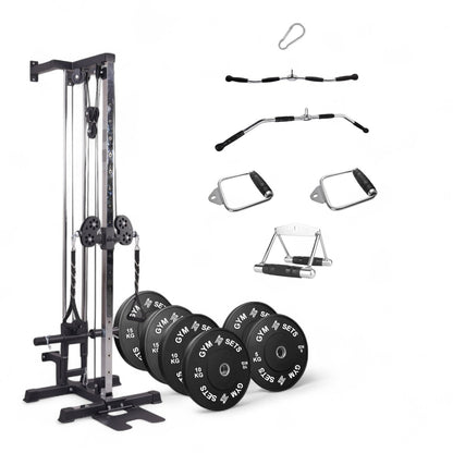 GymSets Semi Commercial Upgraded Wall Mounted Cable Pulley Machine