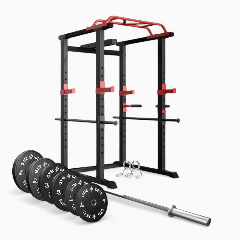 Power Rack Squat Cage with Weight Home Gym Pull Half Up Bar