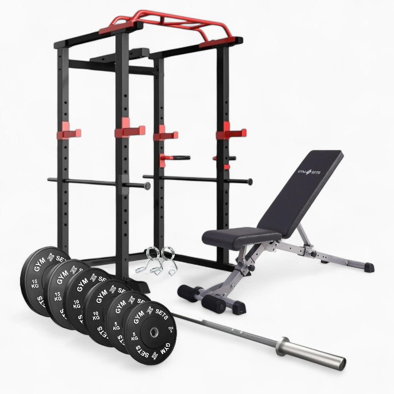 Power Rack Squat Cage with Weight Home Gym Pull Half Up Bar