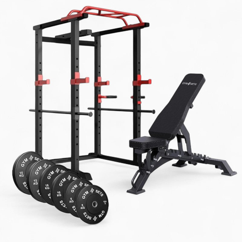 Power Rack Squat Cage with Weight Home Gym Pull Half Up Bar