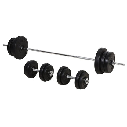 65kg Adjustable Dumbbell + Barbell Set With Cast Iron Weights Vinyl