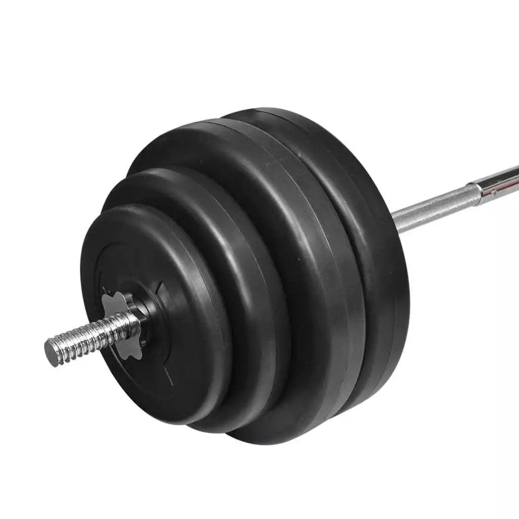 65kg Adjustable Dumbbell + Barbell Set With Cast Iron Weights Vinyl