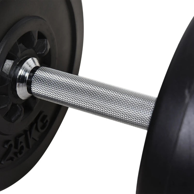 65kg Adjustable Dumbbell + Barbell Set With Cast Iron Weights Vinyl
