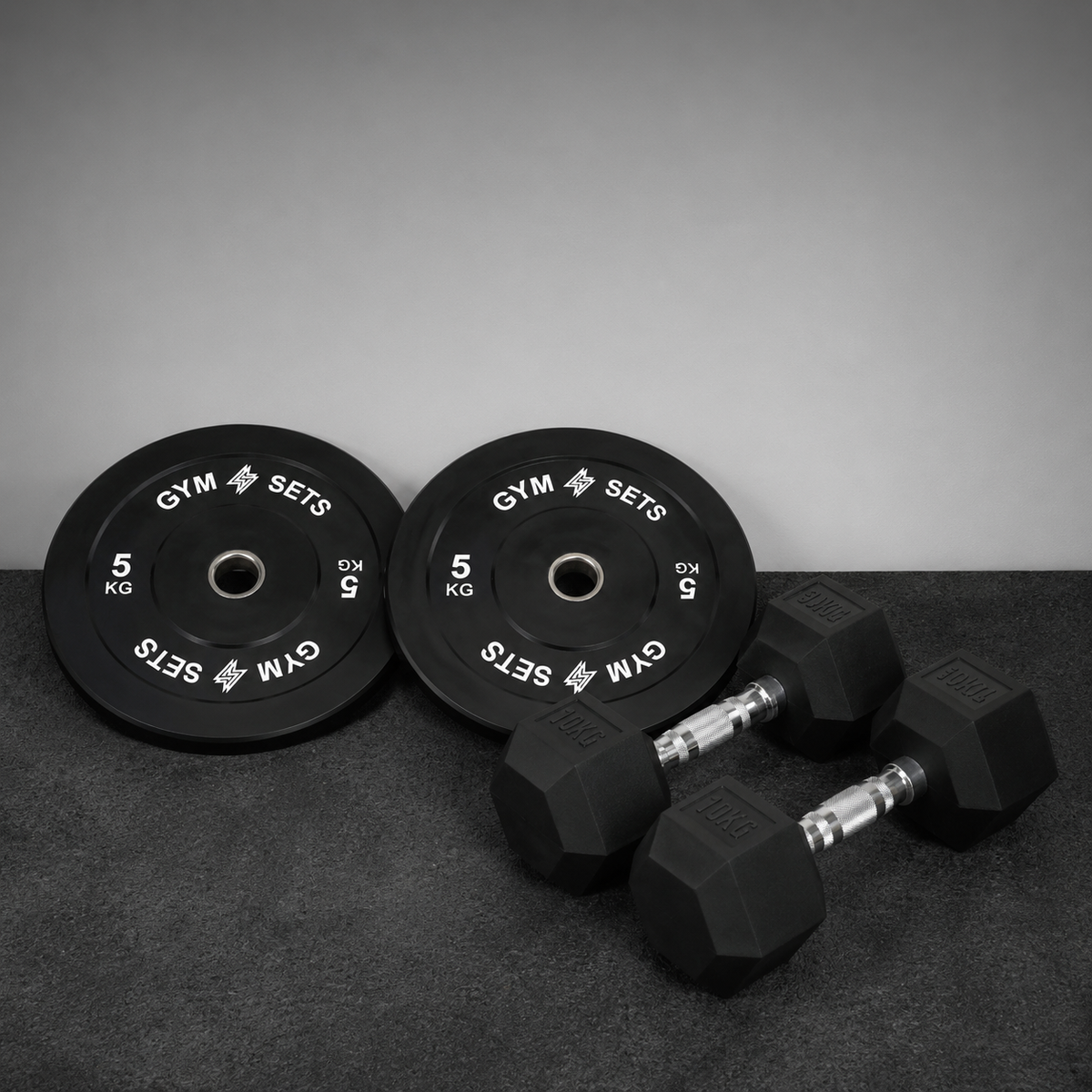 Olympic Bumper Plate & Hex Dumbbell Package