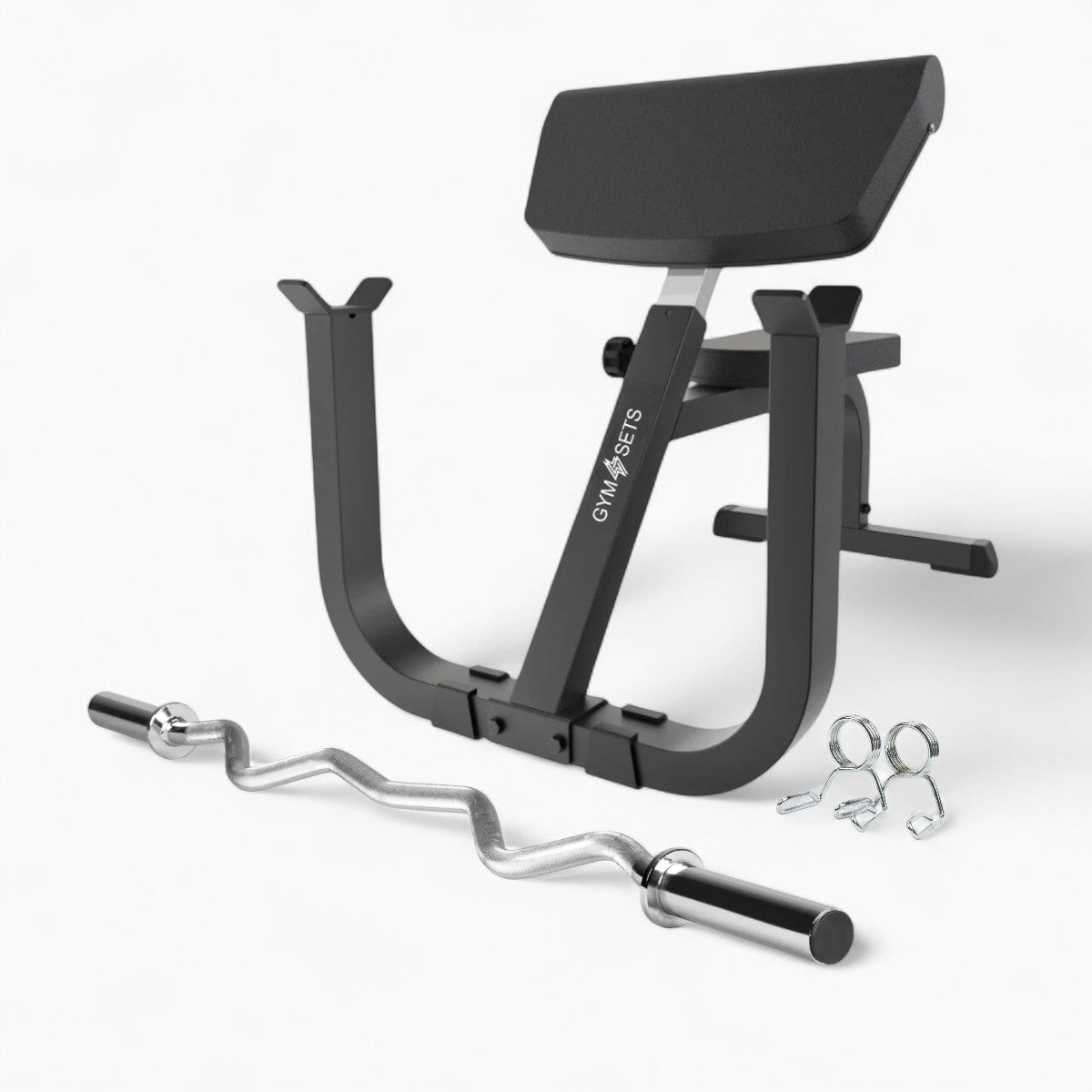 Adjustable Preacher Curl Bench, Bicep DB Incline EZ Bar Weight Set