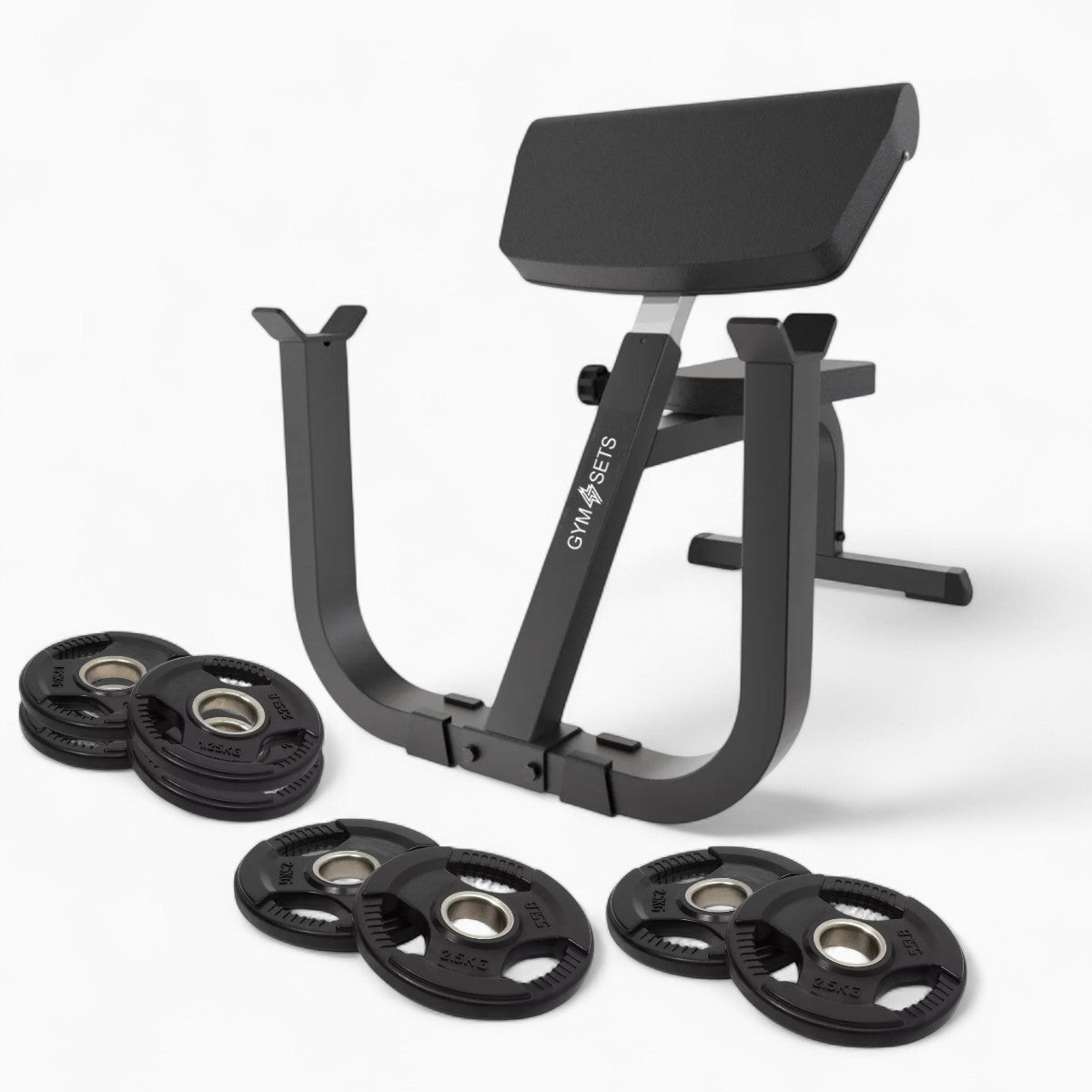 Adjustable Preacher Curl Bench, Bicep DB Incline EZ Bar Weight Set