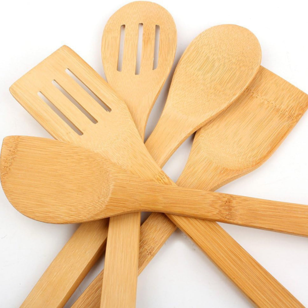 Bamboo Wood Cooking Utensils & Gadgets Spoons Set Kitchen Wooden Tool