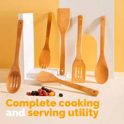 Bamboo Wood Cooking Utensils & Gadgets Spoons Set Kitchen Wooden Tool