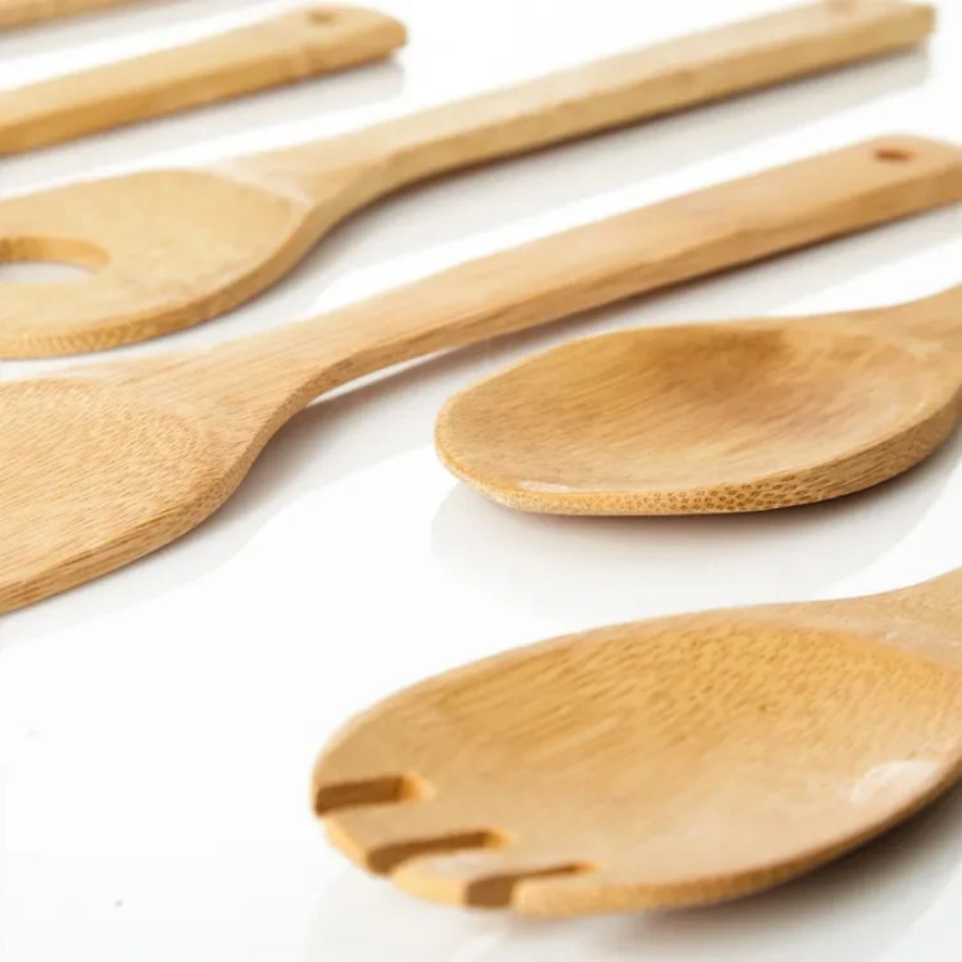 Bamboo Wood Cooking Utensils & Gadgets Spoons Set Kitchen Wooden Tool