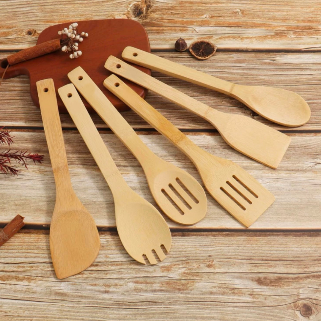 Bamboo Wood Cooking Utensils & Gadgets Spoons Set Kitchen Wooden Tool