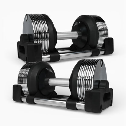 Chrome Adjustable Dumbbells 3-36kg – Premium Commercial Metal