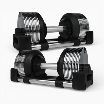 Chrome Adjustable Dumbbells 3-36kg – Premium Commercial Metal
