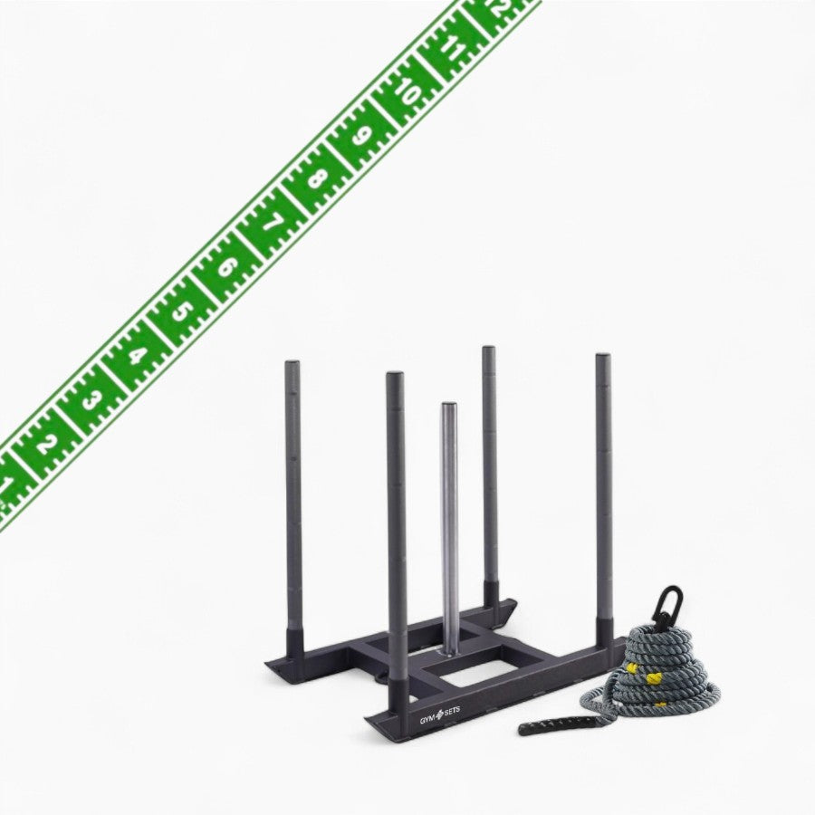 Commercial Hyrox Gym Sled Push And Pull Weight Training Equipment With Wheels For Functional Fitness, Resistance Workouts, And Strength Performance Sessions.