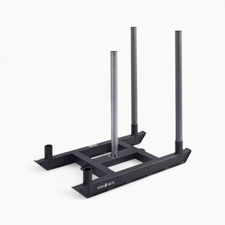 Commercial Hyrox Gym Sled Push And Pull Weight Training Equipment With Wheels For Functional Fitness, Resistance Workouts, And Strength Performance Sessions.