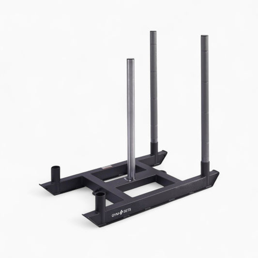 Commercial Hyrox Gym Sled Push And Pull Weight Training Equipment With Wheels For Functional Fitness, Resistance Workouts, And Strength Performance Sessions.