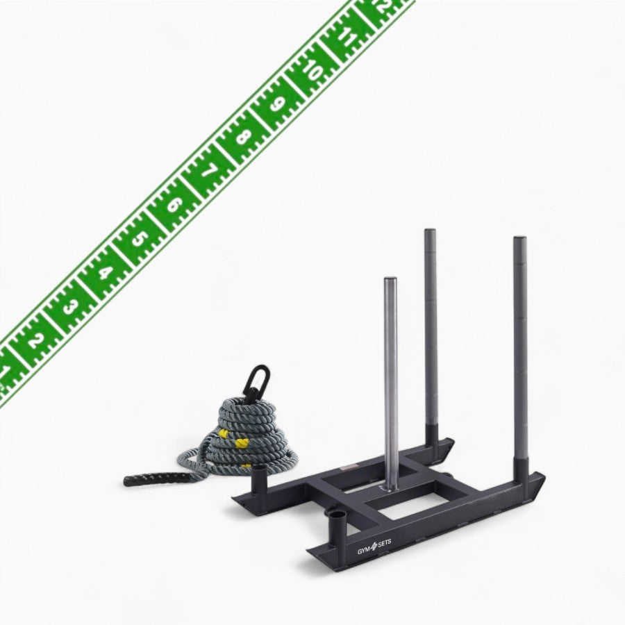 Commercial Hyrox Gym Sled Push And Pull Weight Training Equipment With Wheels For Functional Fitness, Resistance Workouts, And Strength Performance Sessions.
