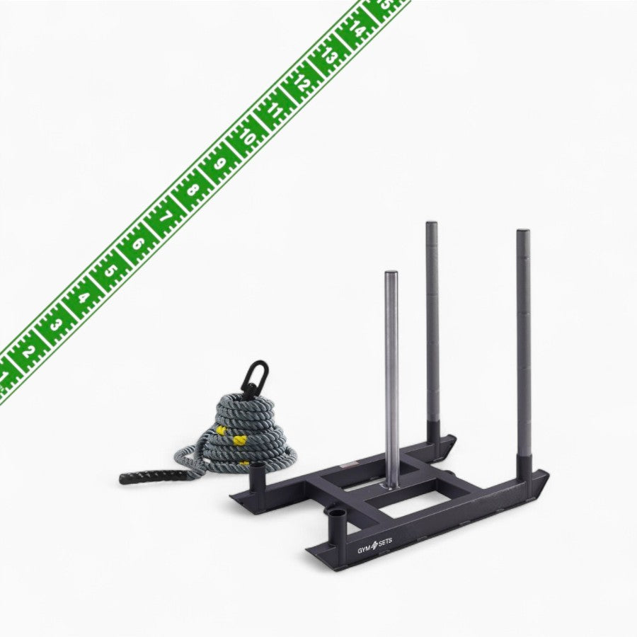 Commercial Hyrox Gym Sled Push And Pull Weight Training Equipment With Wheels For Functional Fitness, Resistance Workouts, And Strength Performance Sessions.