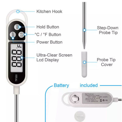 Digital Food Thermometer Instant Read Fast Accurate For Cooking