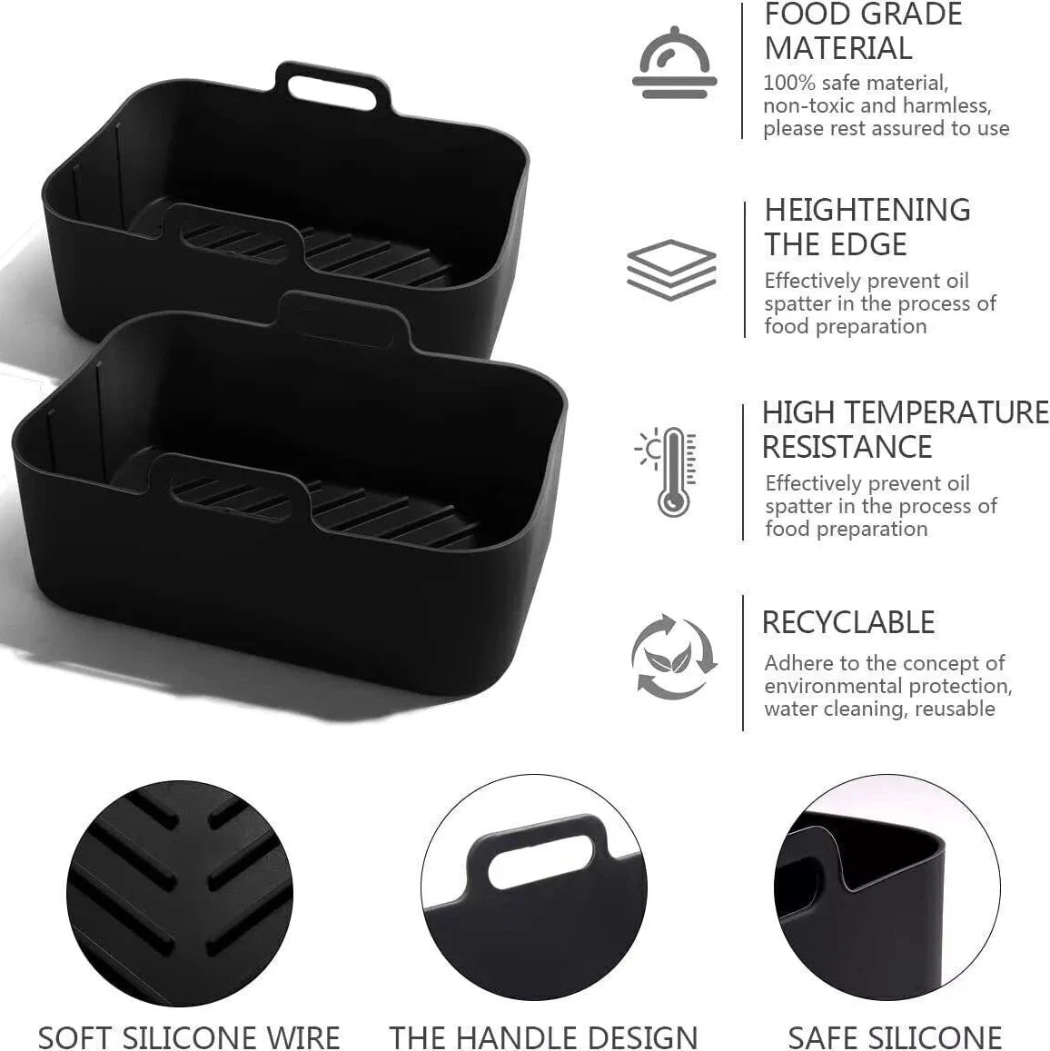 Eco-Friendly Durable Reusable Silicone Non-Stick Air Fryer Pot