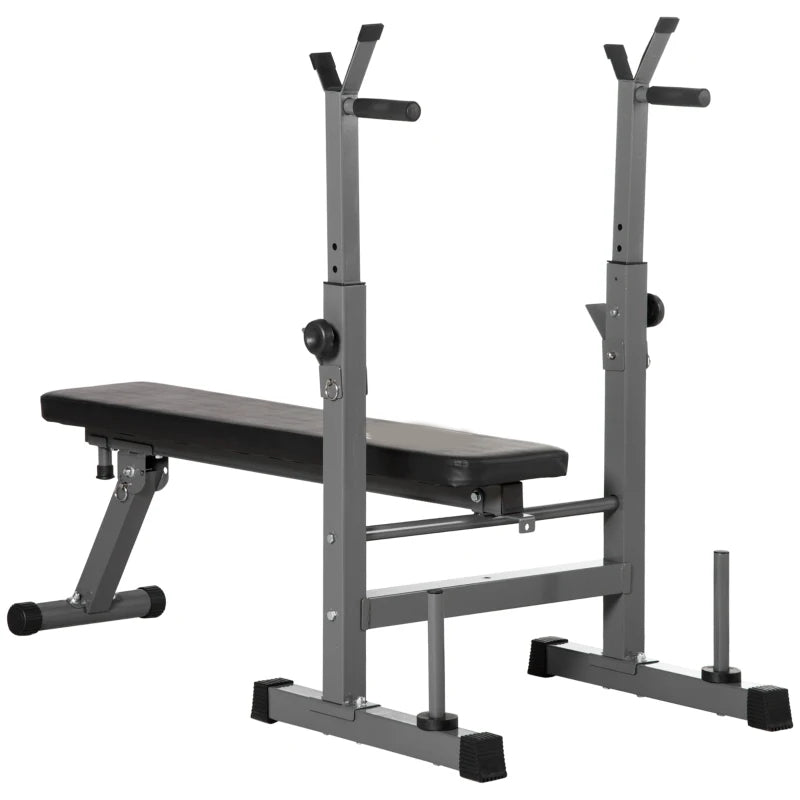 Flat Bench With Dip Station & Rack for Home Gym Incline Press Decline