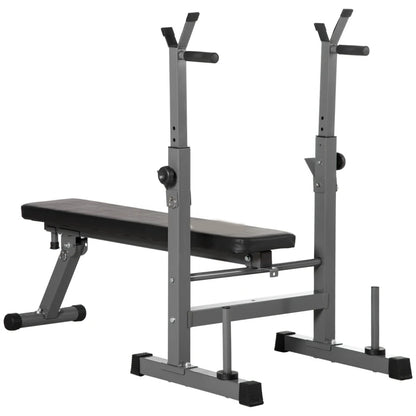 Flat Bench With Dip Station & Rack for Home Gym Incline Press Decline