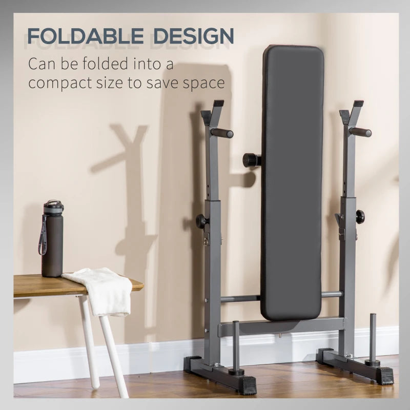 Flat Bench With Dip Station & Rack for Home Gym Incline Press Decline