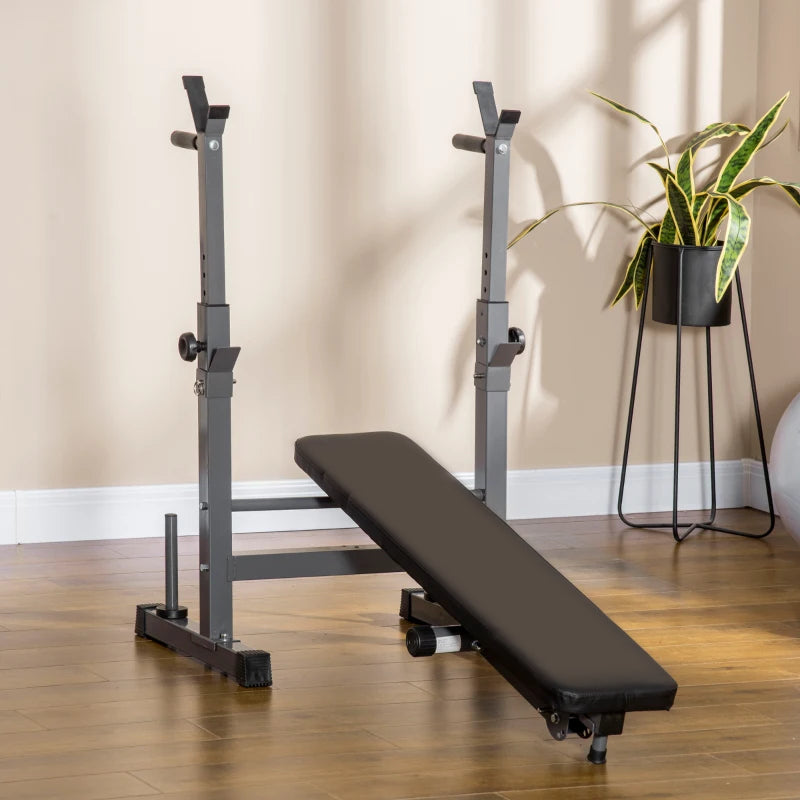 Flat Bench With Dip Station & Rack for Home Gym Incline Press Decline