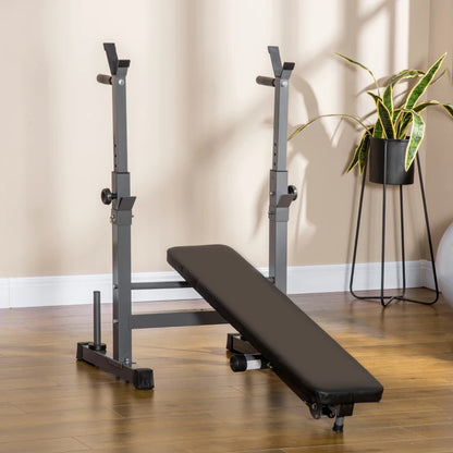 Flat Bench With Dip Station & Rack for Home Gym Incline Press Decline