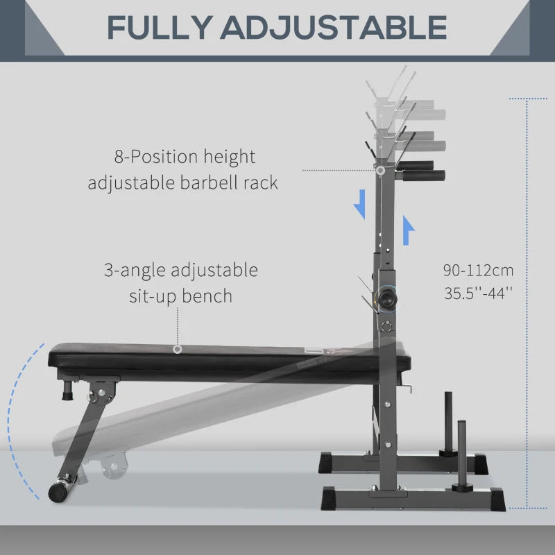 Flat Bench With Dip Station & Rack for Home Gym Incline Press Decline