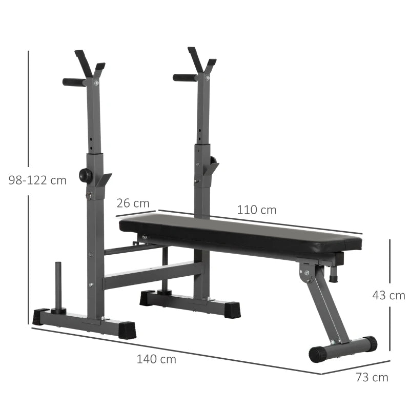 Flat Bench With Dip Station & Rack for Home Gym Incline Press Decline