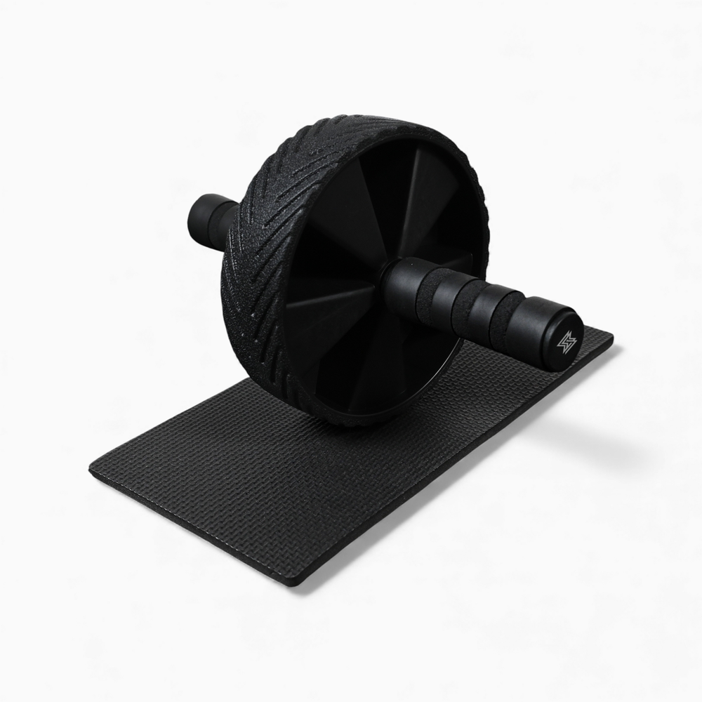 GymSets Double Wheel Ab Roller With Knee Support Mat