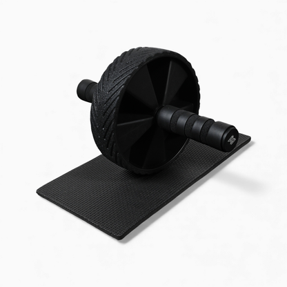 GymSets Double Wheel Ab Roller With Knee Support Mat