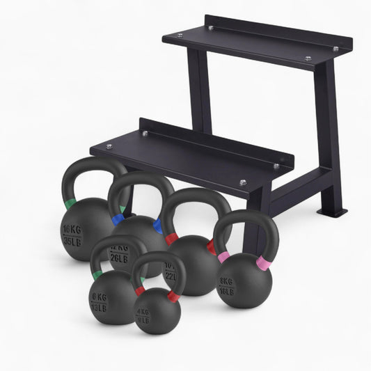GymSets Multi-Level Kettlebell Rack – Commercial Durable Space-Saving