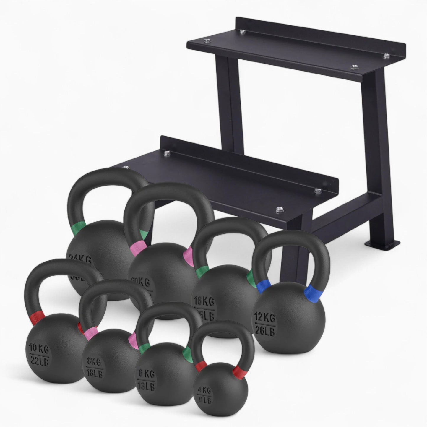 GymSets Multi-Level Kettlebell Rack – Commercial Durable Space-Saving