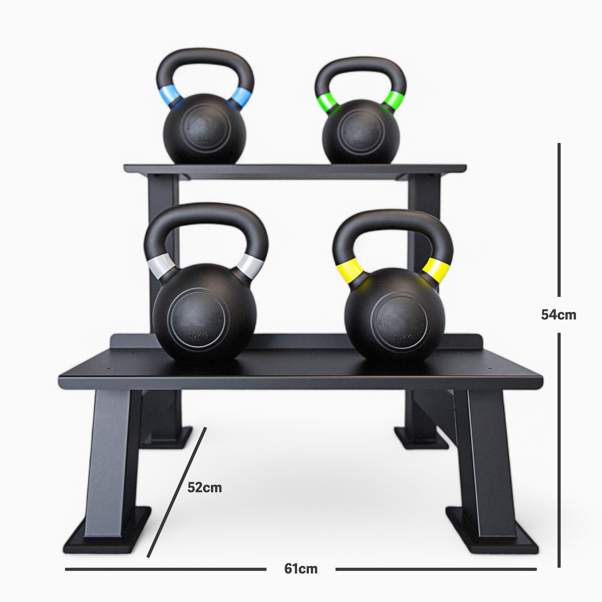 GymSets Multi-Level Kettlebell Rack – Commercial Durable Space-Saving