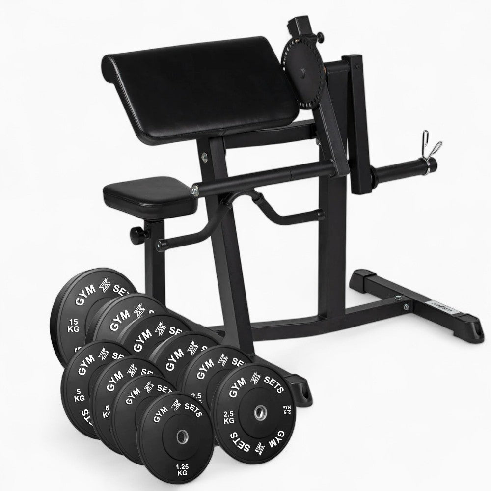 GymSets Preacher Curl Machine – Adjustable Seated Bench For Bicep Curls & Tricep Extensions. Commercial Steel Build, Olympic Plate-Loaded, Pro Comfort. Buy now