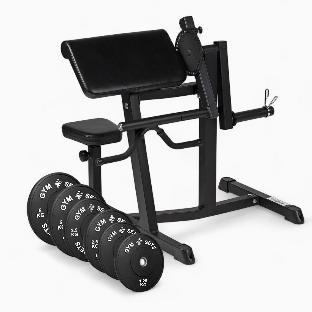 GymSets Preacher Curl Machine – Adjustable Seated Bench For Bicep Curls & Tricep Extensions. Commercial Steel Build, Olympic Plate-Loaded, Pro Comfort. Buy now