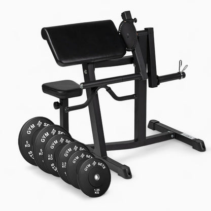 GymSets Preacher Curl Machine – Adjustable Seated Bench For Bicep Curls & Tricep Extensions. Commercial Steel Build, Olympic Plate-Loaded, Pro Comfort. Buy now