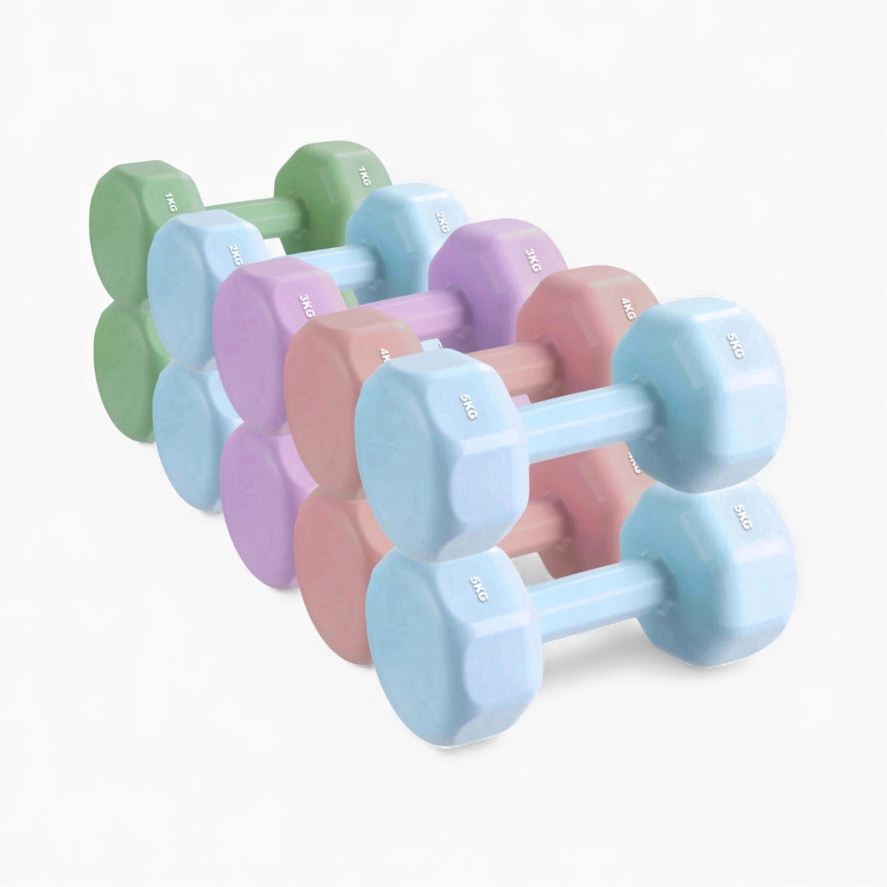 GymSets Vinyl Dumbbells – Hex Design, Non-Slip, Color-Coded Weights