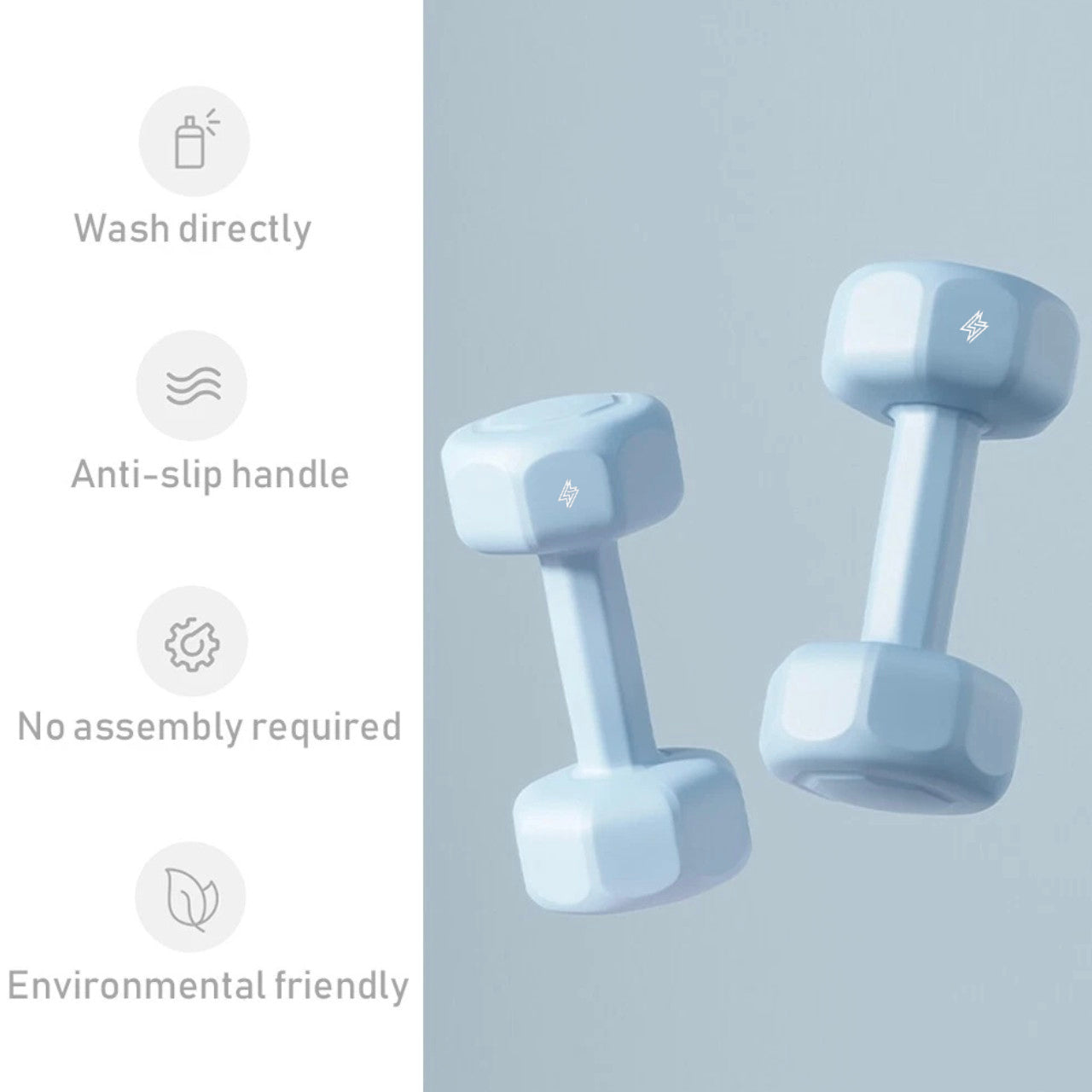 GymSets Vinyl Dumbbells – Hex Design, Non-Slip, Color-Coded Weights