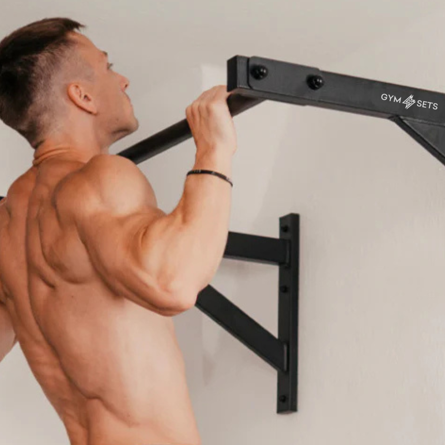 GymSets Wall Mounted Pull Up Bar – Premium Coating, Anti-Slip Multi Grip