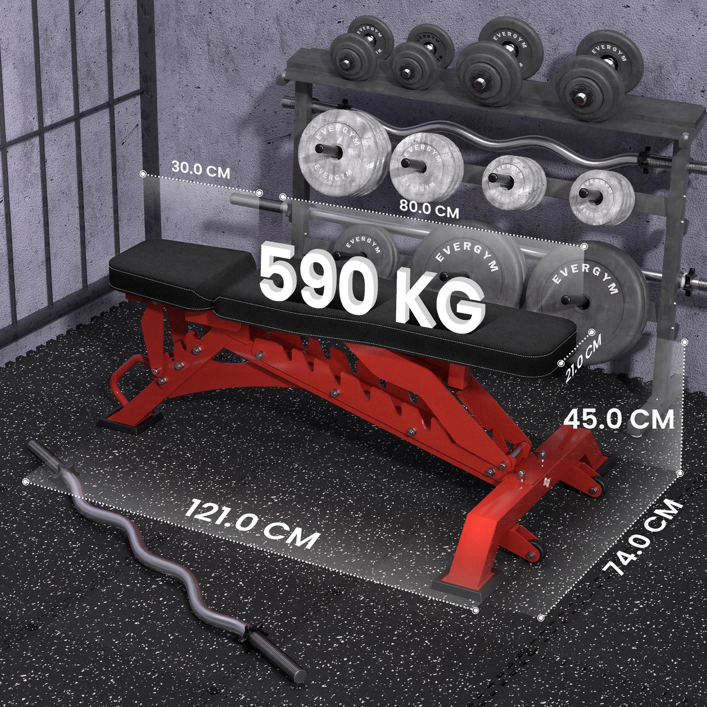 Heavy Duty Adjustable Gym Bench: Commercial Exercise Workout Equipment